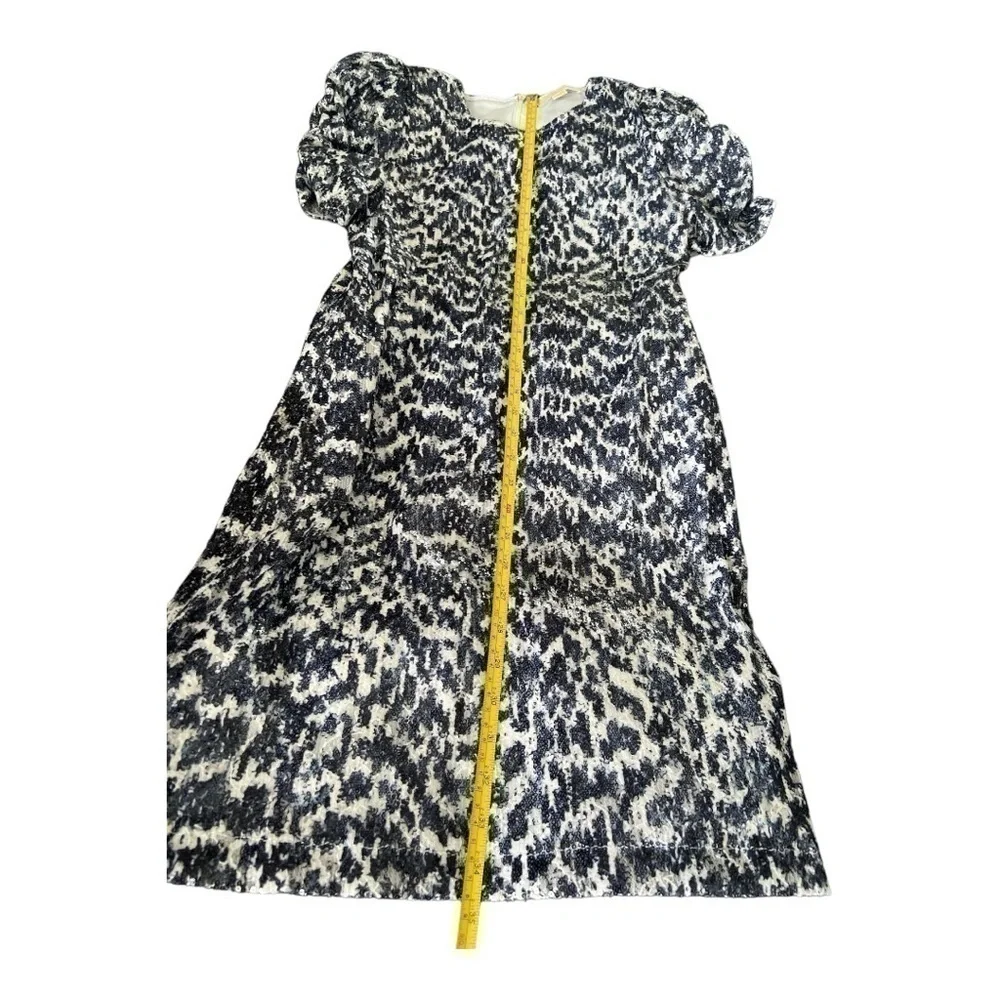 Michael Kors Dress Womens  Blue Embellished Sequin Ruched Sleeve